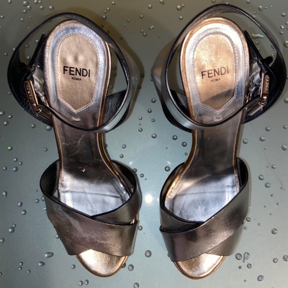 FENDI Leather Platform Ankle Wrap Stilettos Sz 37 - Picture 3 of 13